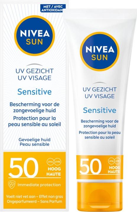 Produktbild NIVEA Sensitive Face Sun Cream SPF50+ 50g (Sonnencreme Gesicht, SPF 50+, 50 g)