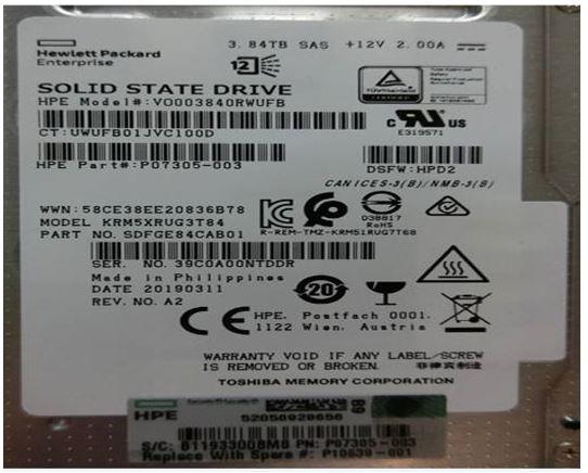 Actual product image HPE E SSD, 2.5Inch, SAS, RI, /s, Hot Plug, to ProLiant (3840 GB, 2.5")