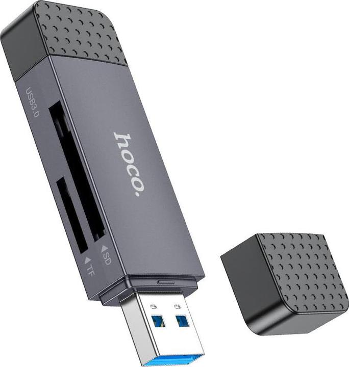 Actual product image Hoco Headphone with microphone Card reader SD / TF USB A / USB C 3.0 metal gray (USB 3.0, USB-C 3.0)