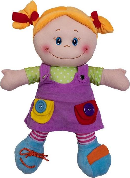 Askato Eine Stoffpuppe in einem lila Kleid