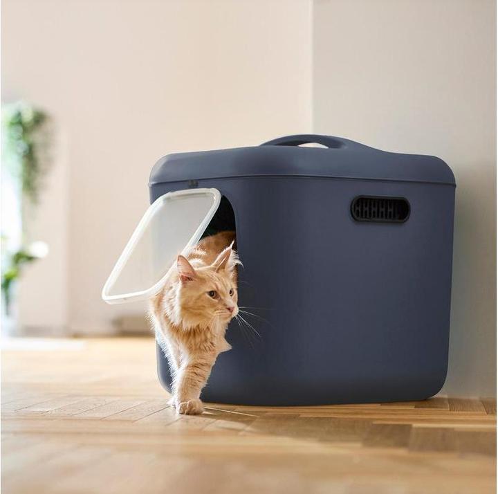 Immagine prodotto Rotho Katzentoilette Bea XL Navyblau, Stromversorgung: Keine (Lettiera per gatti chiusa)