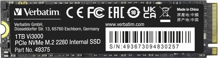 Produktbild Verbatim SSD Vi3000 Internal PCIe NVMe M.2 (1000 GB, M.2 2280)
