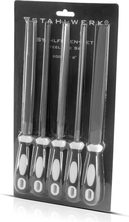 Produktbild Stahlwerk Stahlfeilen 5er Set 200 mm / 8" Raspeln / Metallfeilen / Feilen-Satz (200 mm)