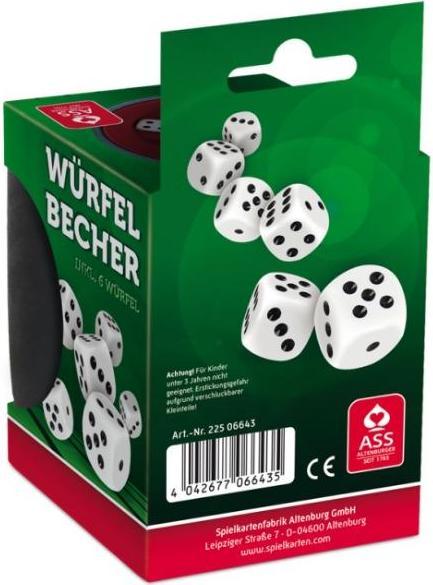 Produktbild ASS Altenburg 22506645 - Premium Würfelbecher mit 6 Würfeln in Faltschachtel, ab 4 Jahren