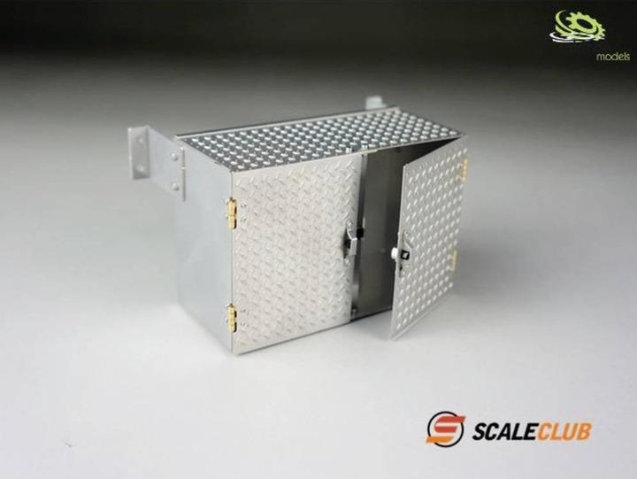 Actual product image ScaleClub 1:14 Staubox 90mm mit Doppeltüren Riffelblech V2A