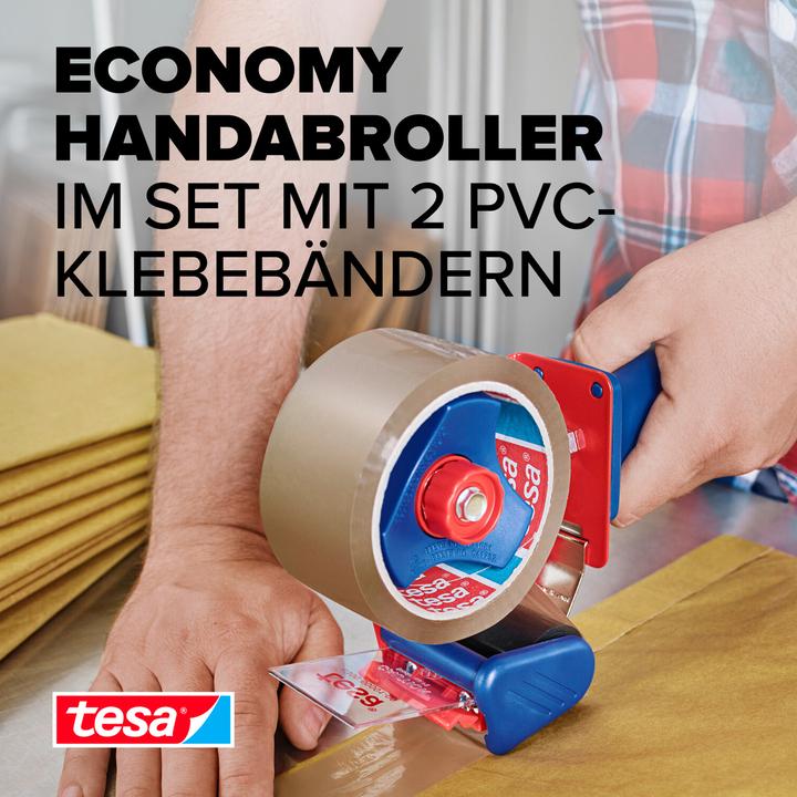 Produktbild tesa tesapack Handabroller Set mit 2 reissfesten PVC Packbändern (50 mm)