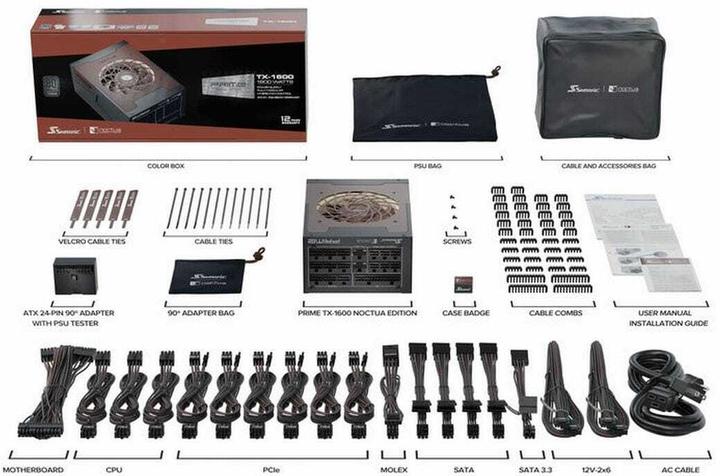 Productafbeelding Noctua PRIME TX-1600 Edition (schwarz, 2x 12VHPWR, 6x PCIe, Kabel-Management, 1600 Watt) (1600 W)