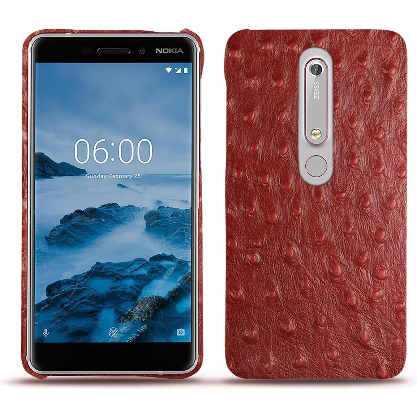 Noreve Lederschutzhülle (Nokia 6 (2018)), Smartphone Hülle, Rot