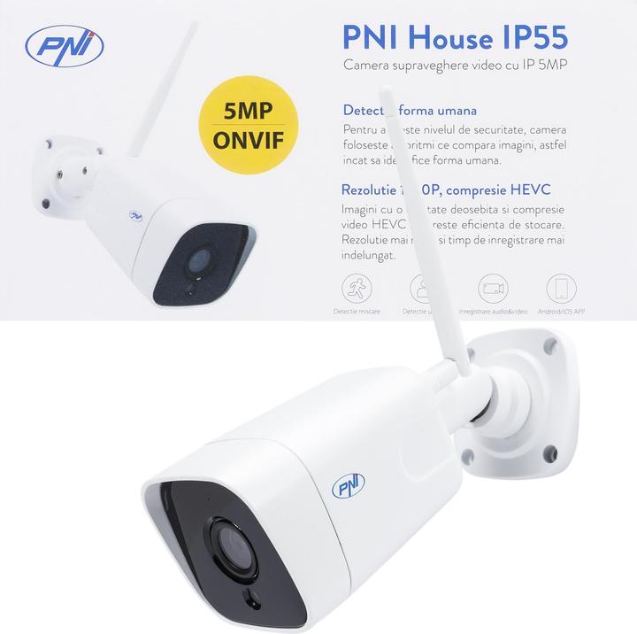 Produktbild PNI Videoüberwachungskamera House IP55 5MP kabellos mit IP, Standalone, Aussen- und Innenbereich und (2560 x 1920 Pixels)