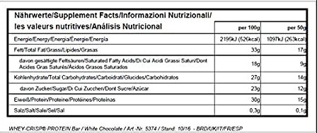 Nährwerte und Zutaten All Stars Whey Crisp Protein Bar (Weisse Schokolade, 1 Stk., 50 g)