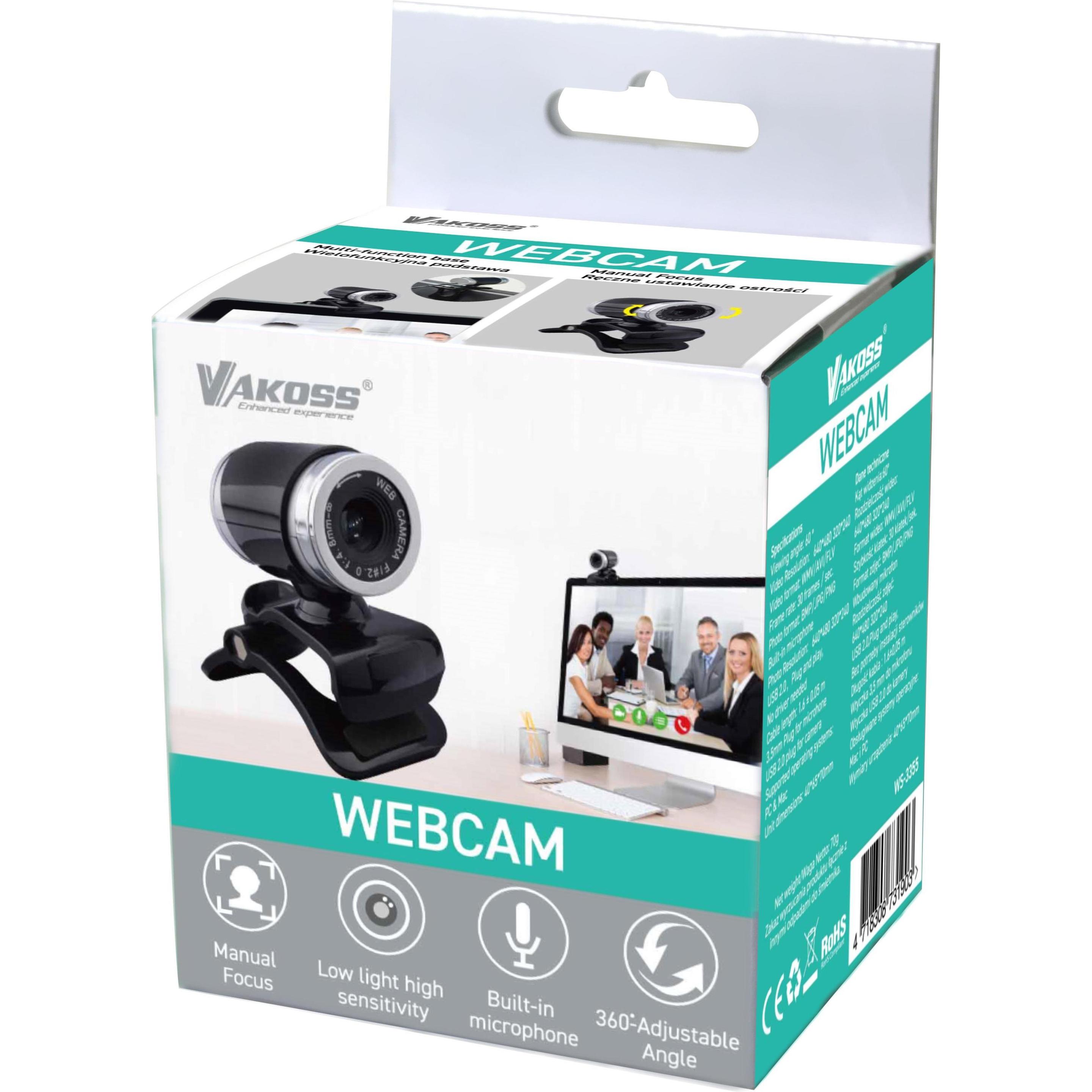 Thumbnail - Vakoss WS-3355 VGA webcam with microphone (0.30 Mpx), Webcam, Schwarz