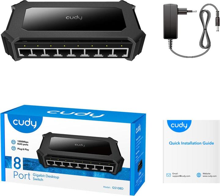 Productafbeelding Cudy GS108D netwerkswitch Gigabit Ethernet (10/100/1000) Zwart (8 ports)