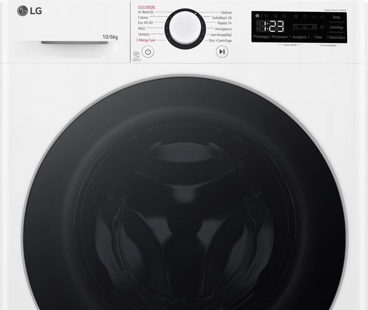 Image du produit LG D4R5010TSWSWS laveuse-sécheuse 10/6kg AI DD, R5 Series Class D, 1400 rpm, TurboWash 360, Steam, Eco