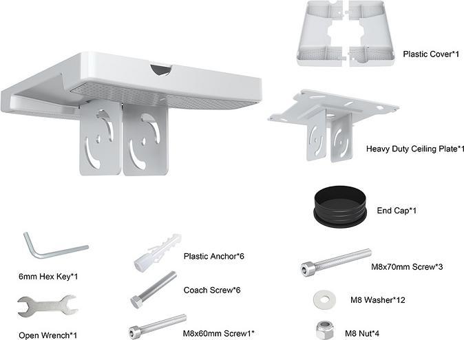 Produktbild Multibrackets Beamer TV Deckenhalterplatte,weiss max 90kg (Dach)