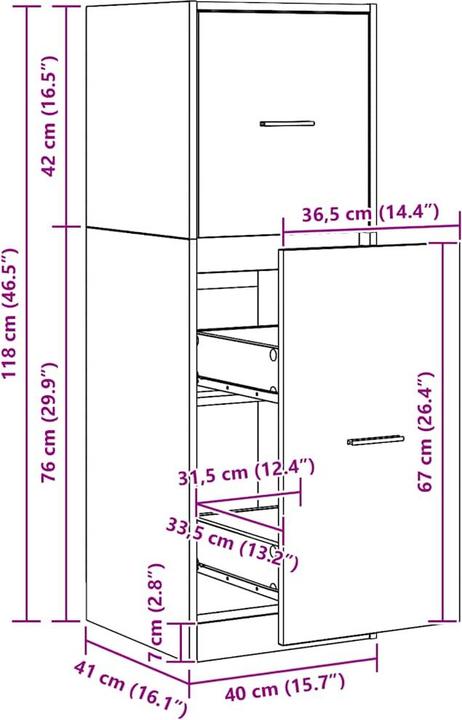Image du produit vidaXL Apothekerschrank (40 x 41 x 118 cm)