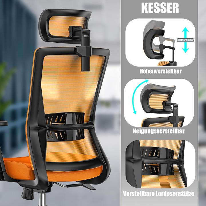 Actual product image Kesser Ergonomischer Bürostuhl mit Wippfunktion und Lendenstütze