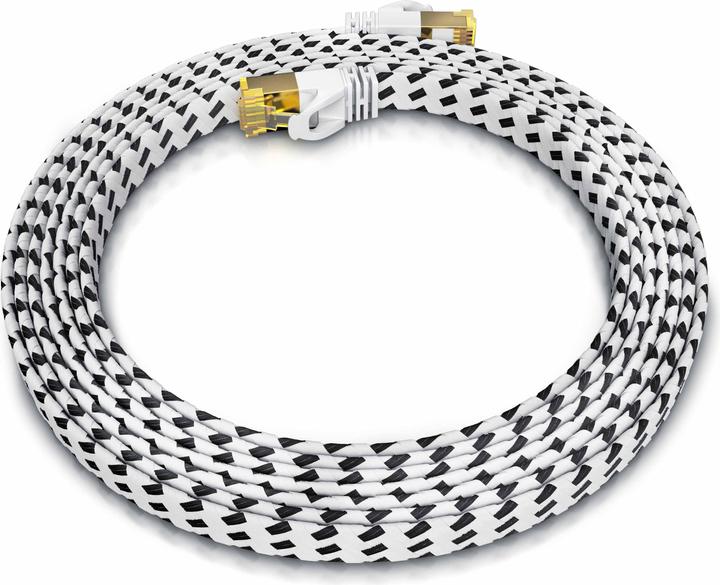 Produktbild Primewire CAT 7 Netzwerkkabel Flach Baumwollmantel - LAN Patchkabel Datenkabel - Flachbandkabel - Verlegekabel (U/FTP, CAT7, 2 m)