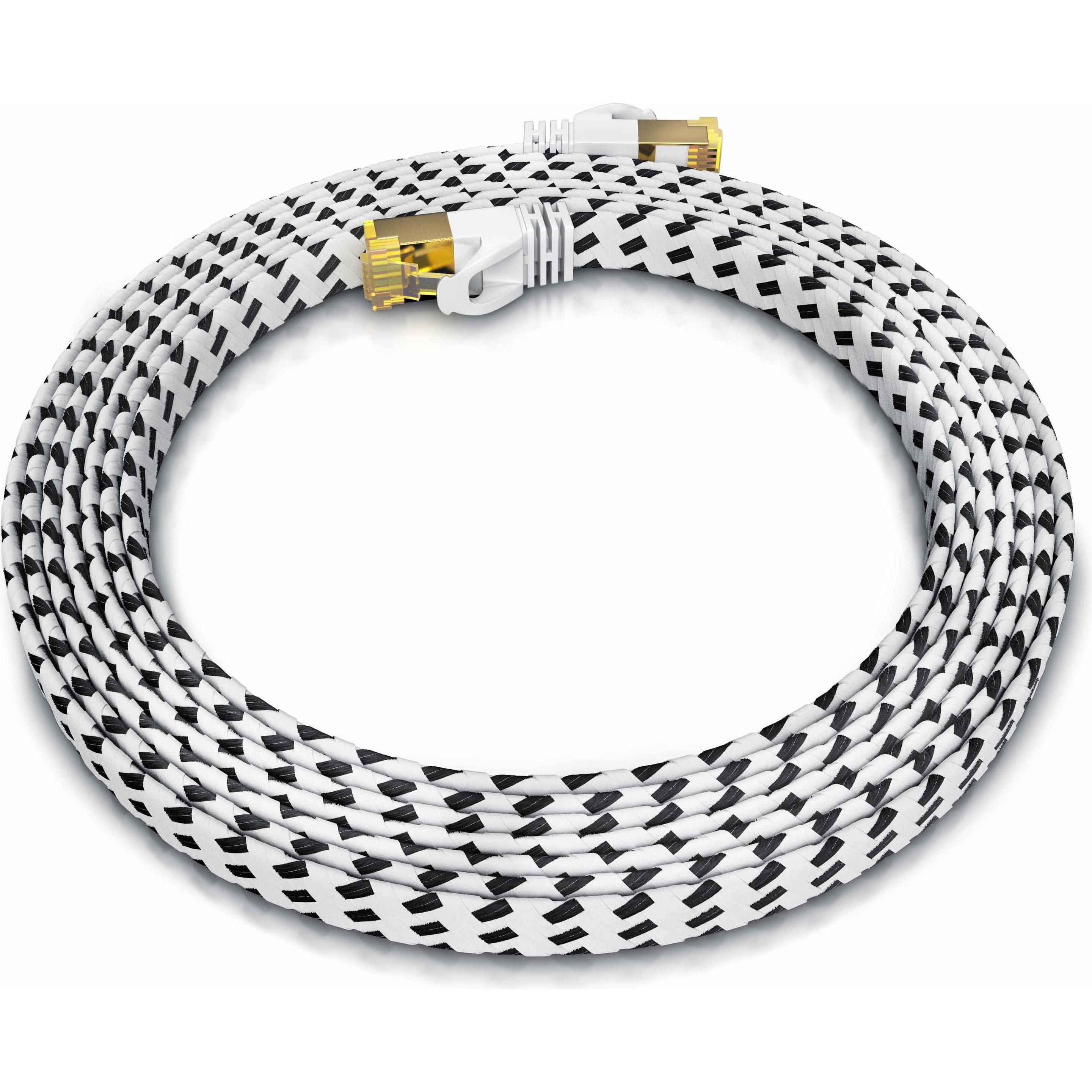 Thumbnail - Primewire CAT 7 Netzwerkkabel Flach Baumwollmantel - LAN Patchkabel Datenkabel - Flachbandkabel - Verlegekabel (U/FTP, C...