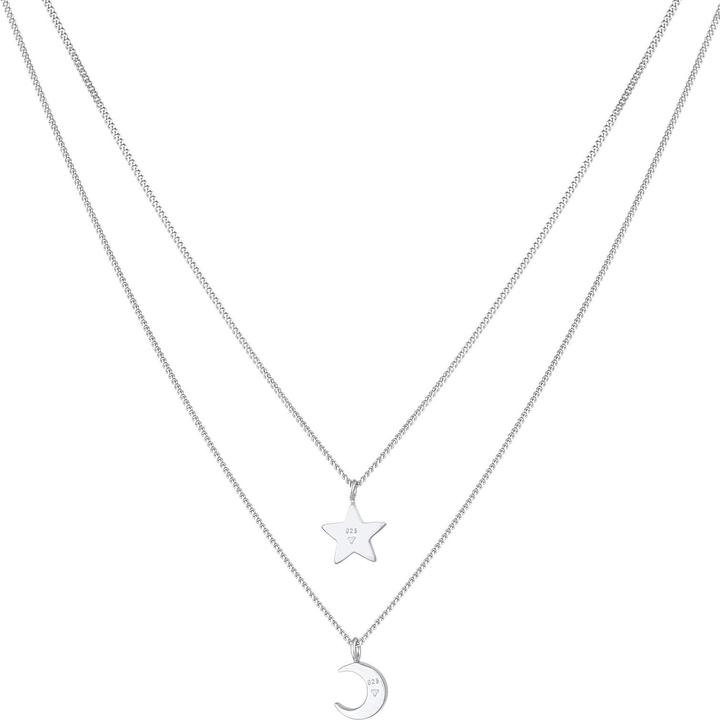 Immagine prodotto Elli Collana per bambini a strati Stella di cristallo Mezzaluna Argento 925 (Cristallo di vetro, Argento 925, 36 cm)