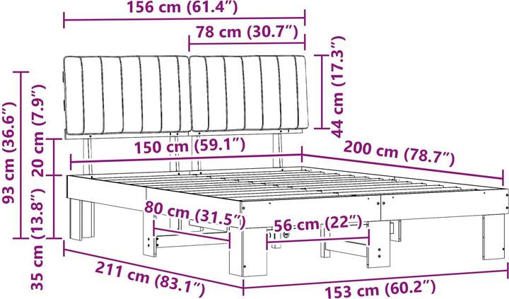 Image du produit vidaXL Bettrahmen (150 x 200 cm)