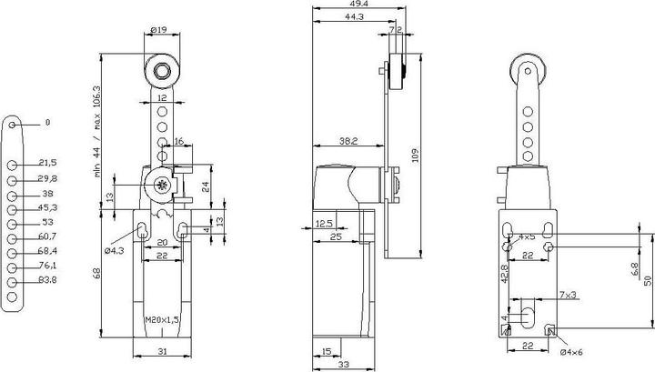 Produktbild Siemens Positionsschalter 31mm Schwenkhebel