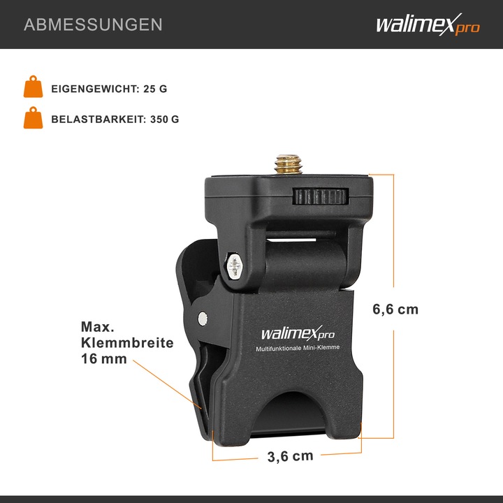 Actual product image Walimex pro Multifunctional mini clamp