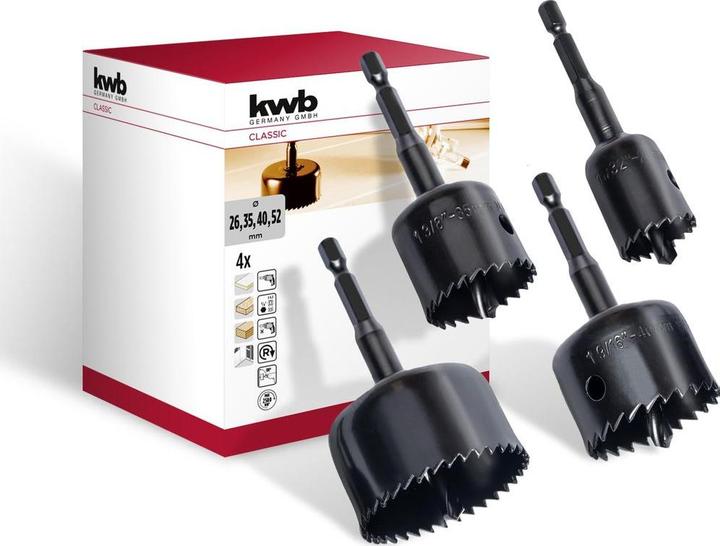Produktbild kwb Lochsägenset 4-Teilig E 6.3 (26 mm, 35 mm, 40 mm, 52 mm)