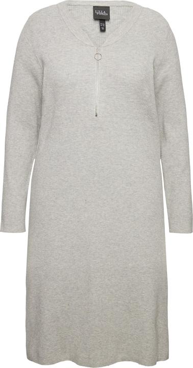 Produktbild Ulla Popken Rippjersey-Midikleid, Zipper, A-Linie, V-Ausschnitt, Langarm (42, 44)