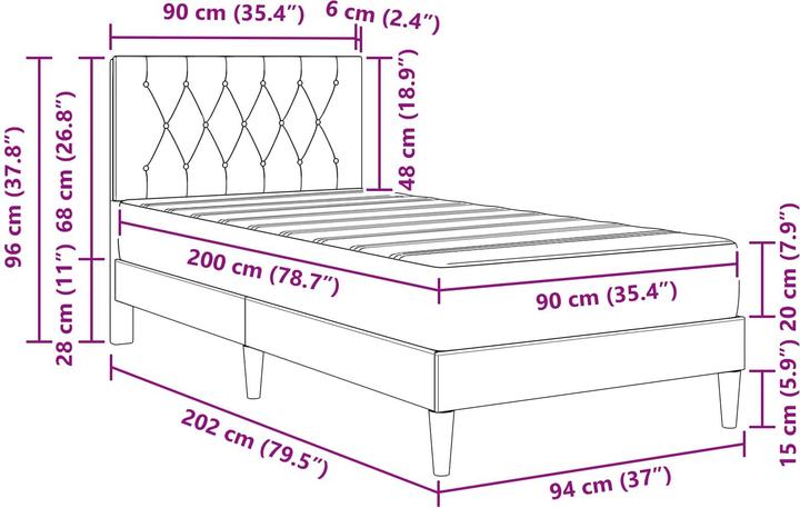 Image du produit vidaXL Modernes Bett (90 x 200 cm)
