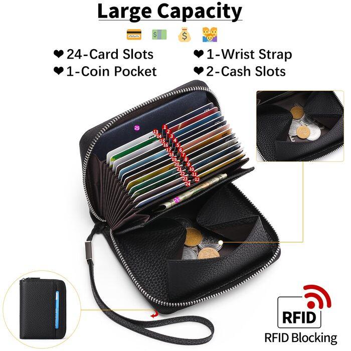 Produktbild Only-Bags.Store Portemonnaie aus Leder mit Kreditkartenschutz, Portemonnaie mit Reissverschluss, Portemonnaie im