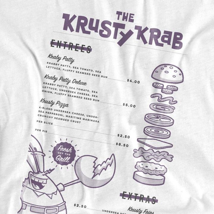 Immagine prodotto Spongebob Squarepants Krusty Krab Menu Maglietta Adulto Unisex (XL)