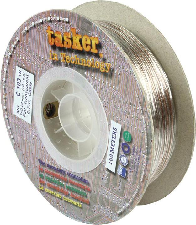 Produktbild Tasker Lautsprecherkabel auf Rolle 2x 0.22 mm² 100 m Transparent (100 m, 0.22 mm²)
