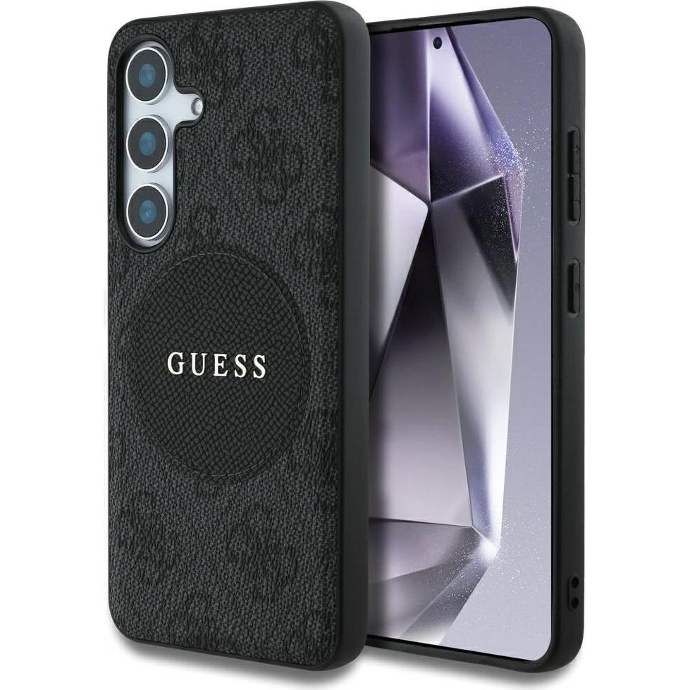 Guess Etui 4G Round Patch Classic Logo MagSafe do Samsung Galaxy S25 czarny (Samsung Galaxy S25), Smartphone Hülle, Schw...