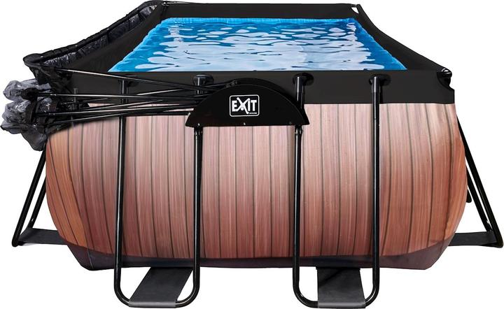 Produktbild Exit Rahmen-Pool Premium eckig 400x200x100 cm mit Sonnendach und Sandfilterpumpe (400 x 200 x 100 cm)