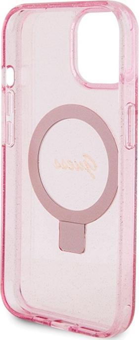 Produktbild Guess GUHMP15SHRSGSP iPhone 15 6.1" różowy/pink hardcase Ring Stand Script Glitter MagSafe (Apple iPhone 15)