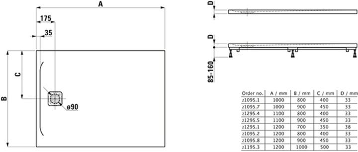 Produktbild Laufen Pro Duschwanne, 1200x700x38mm, superflach, H2129510