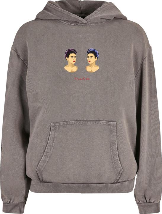 Actual product image Merchcode Ladies Frida Kahlo - The Two Fridas Acid Washed Oversize Hoody - 178039 (5XL)