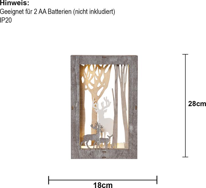 Produktbild Star Trading LED-Dekolicht Fauna Wald mit Hirschen 28 cm, Holz