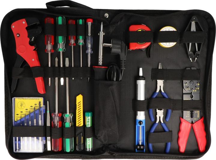 AccuCell Werkzeugset 20-teiliges, Werkzeugtasche inklusive Lötset (Lötkolben)