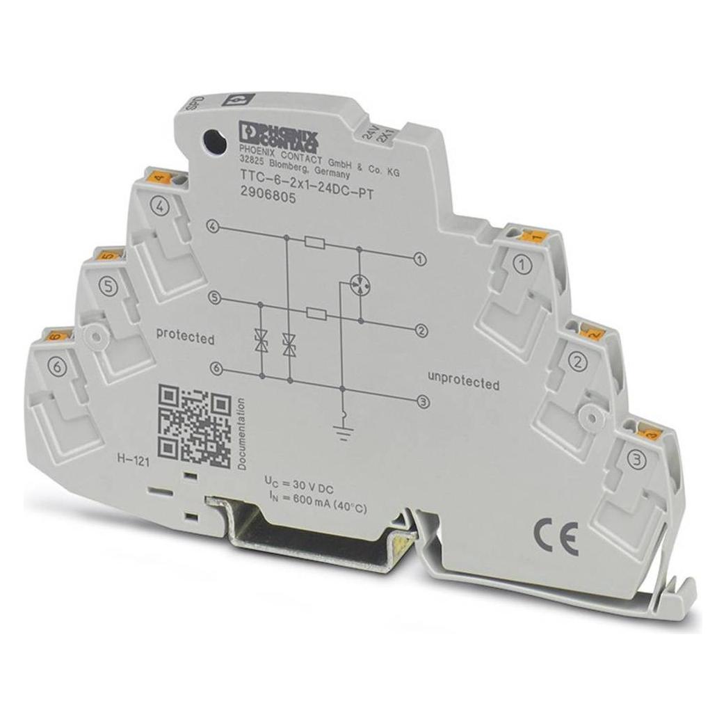 Phoenix Contact Grigio Protezione Contro Le Sovratensioni, Ttc-6-2X1-24Dc-Pt