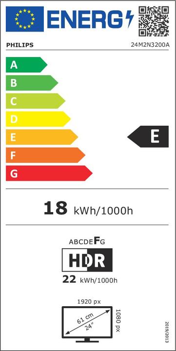 Energy Label Philips MMD 2N3200A/00, IPS Monitor,,, height adjustable, Speakers, 2x HDMI, DisplayPort (1920 x 1080 pixels, 23.80")