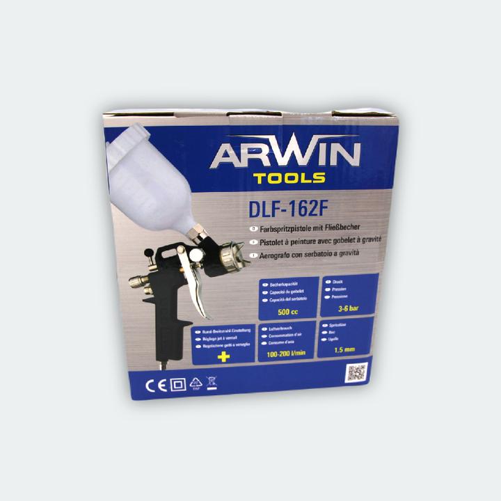 Actual product image Arwin Paint spray gun with gravity feed cup DLF-162F