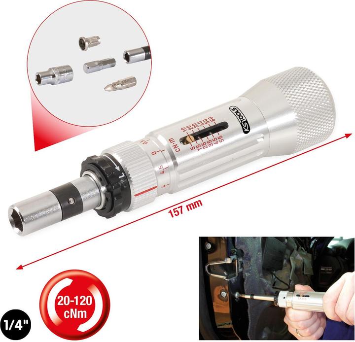 Actual product image KS Tools 1/4" ESD torque screwdriver micrometer scale, scale (mech.), 20-120 cNm (1/4", 20 Nm, 120 Nm)