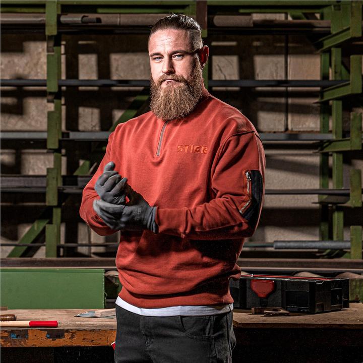 Produktbild Stier Oversized Zip Sweater Functional Pocket organic cotton M Deep Red (M)