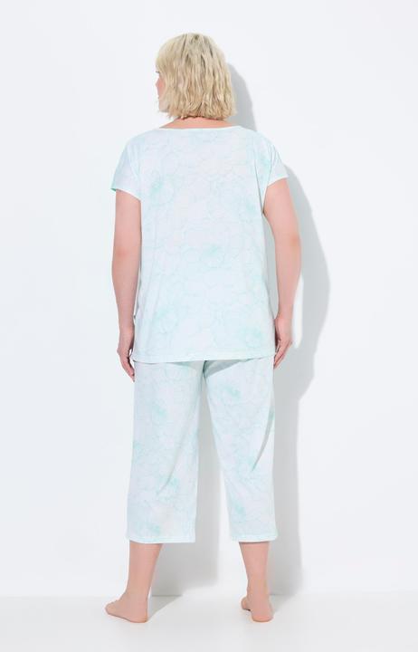 Produktbild Ulla Popken Pyjama, Blüten, oversized, Rundhals, 7/8-Hose (46, 48)