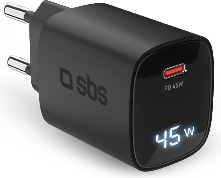 Image du produit SBS Chargeur de voyage PD 45W USB-C écran LCD GaN noir (45 W)