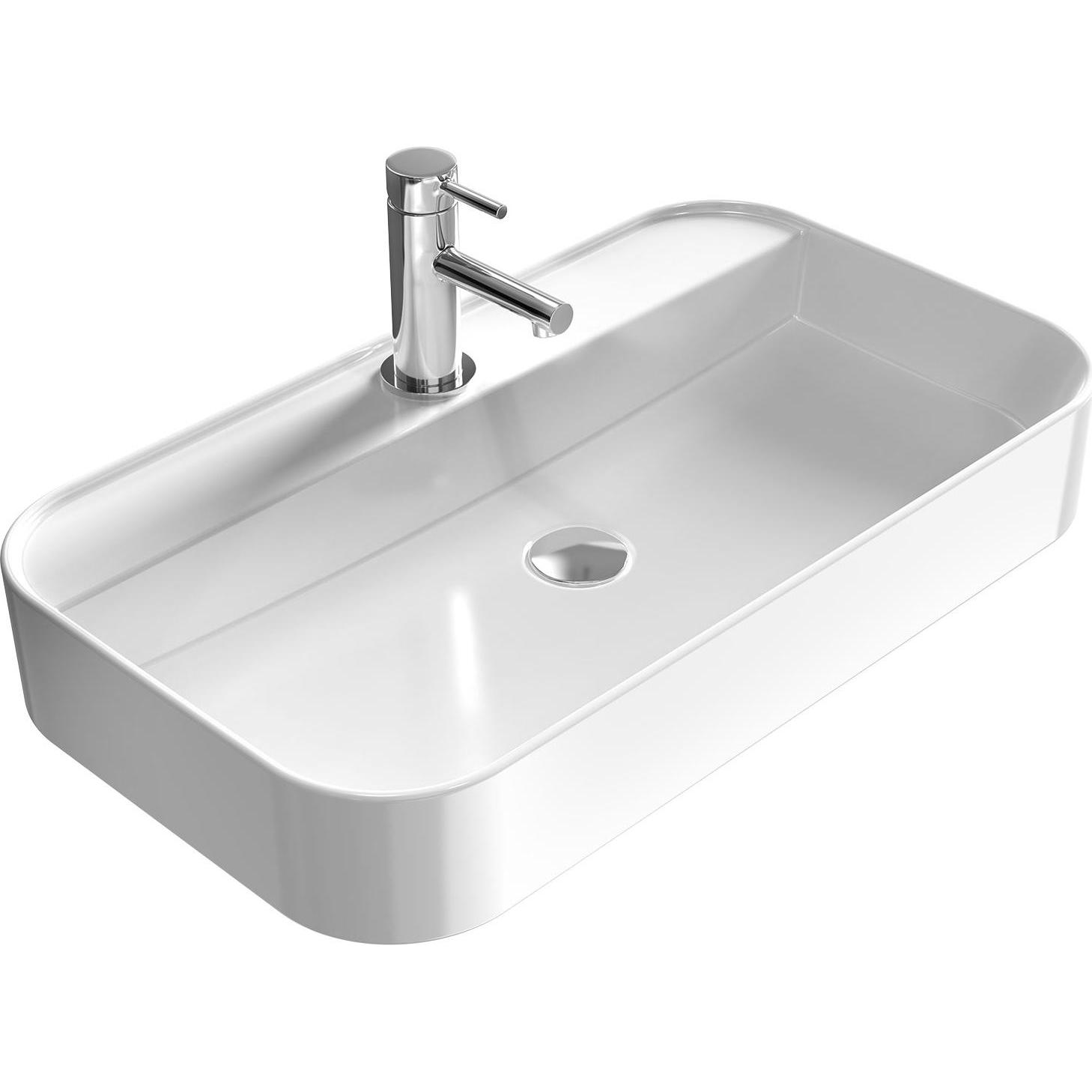 Emke, Waschbecken, Aufsatzwaschbecken Rechteckiger Aufsatzwaschtisch Hänge Waschbecken Bad mit Hahnloch 500 x 400 (400 m...