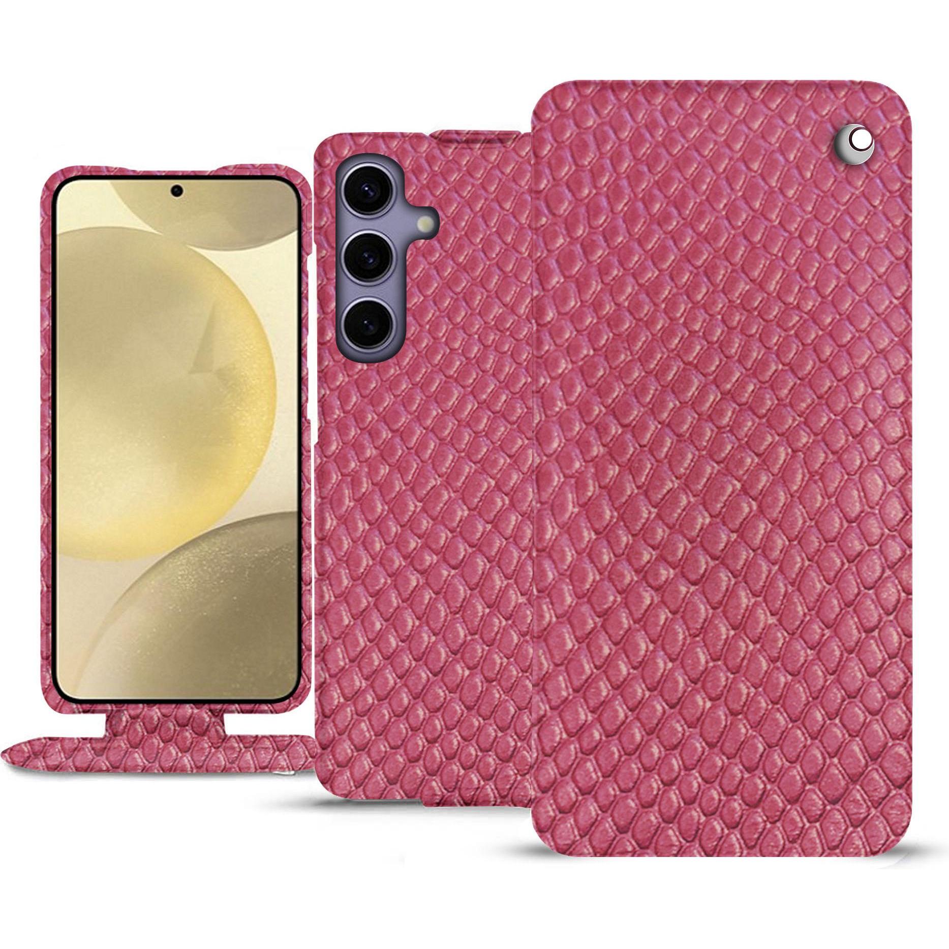 Noreve Lederschutzhülle vertikal (Samsung Galaxy S24+), Smartphone Hülle, Rosa