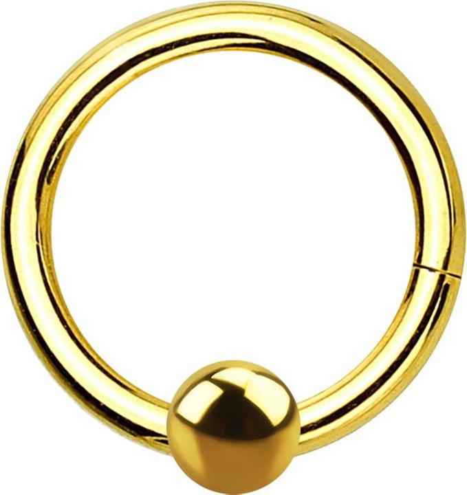 Produktbild Star Piercing Micro Segmentring klappbar vergoldet mit Kugel (Chirurgenstahl 316L, ohne Messing)