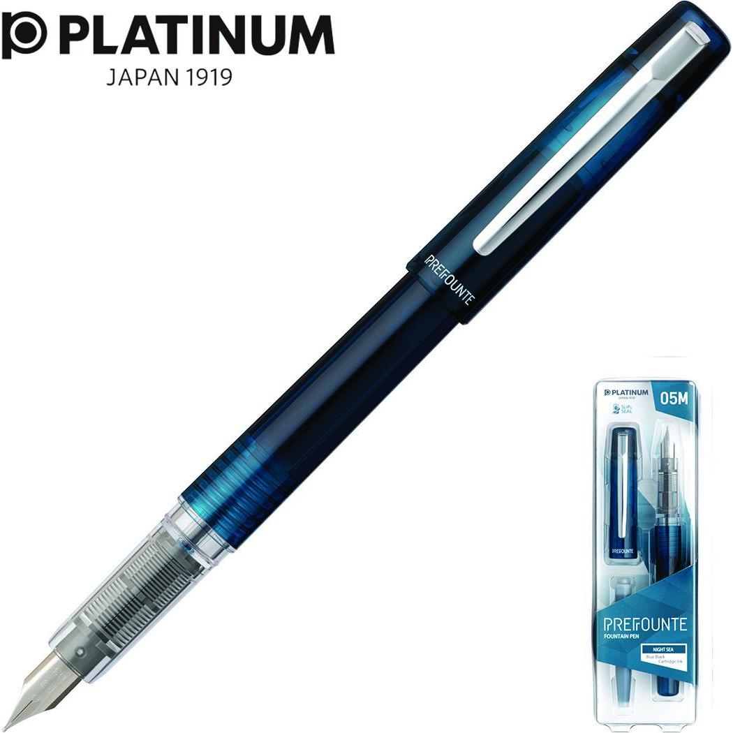Platinum, Schreibstifte, Prefounte Night Sea, M, in Kunststoffverpackung, im Blister, blau (Blau, 1 x)